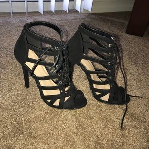 Black Lace-up Heels